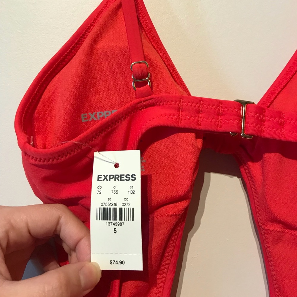 NWT Red Express tie front one piece bathing suit - Picture 4 of 6